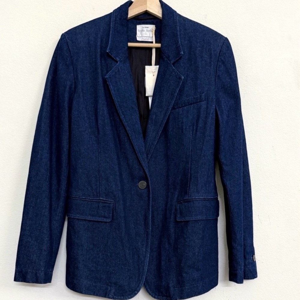 Forte Forte Button Front Dark Wash Blue Denim Blazer Jacket Size M